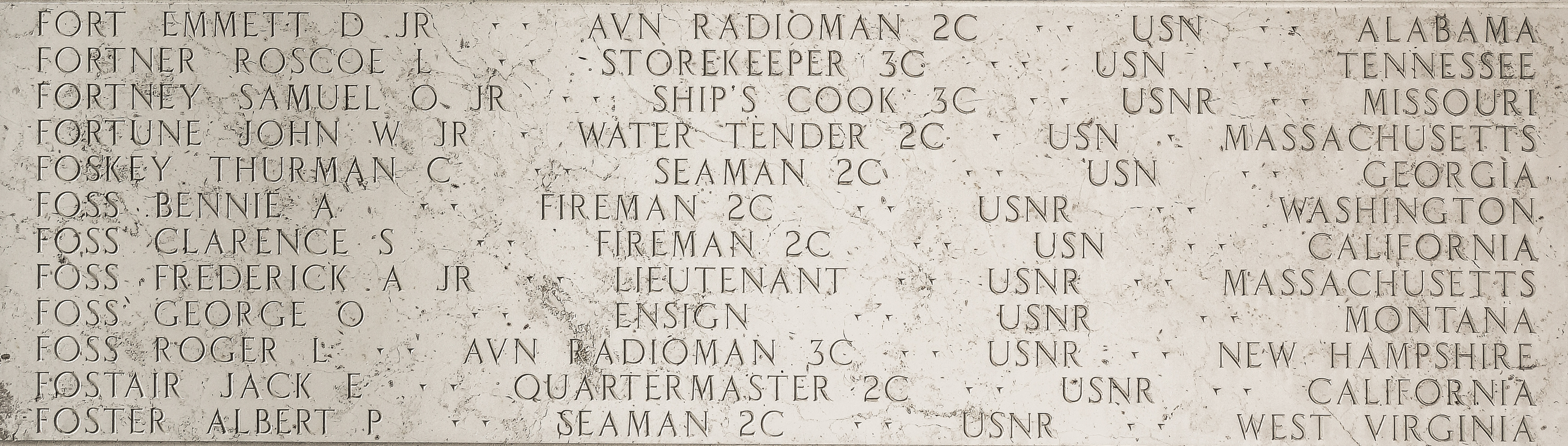 Roscoe L. Fortner, Storekeeper Third Class